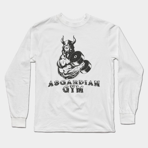 Asgardian Gym Viking Bodybuilding Long Sleeve T-Shirt by PlimPlom